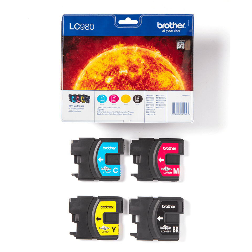 Brother LC980VALBP inktcartridge 4 stuk(s) Origineel Zwart, Cyaan, Magenta, Geel - Afbeelding 3