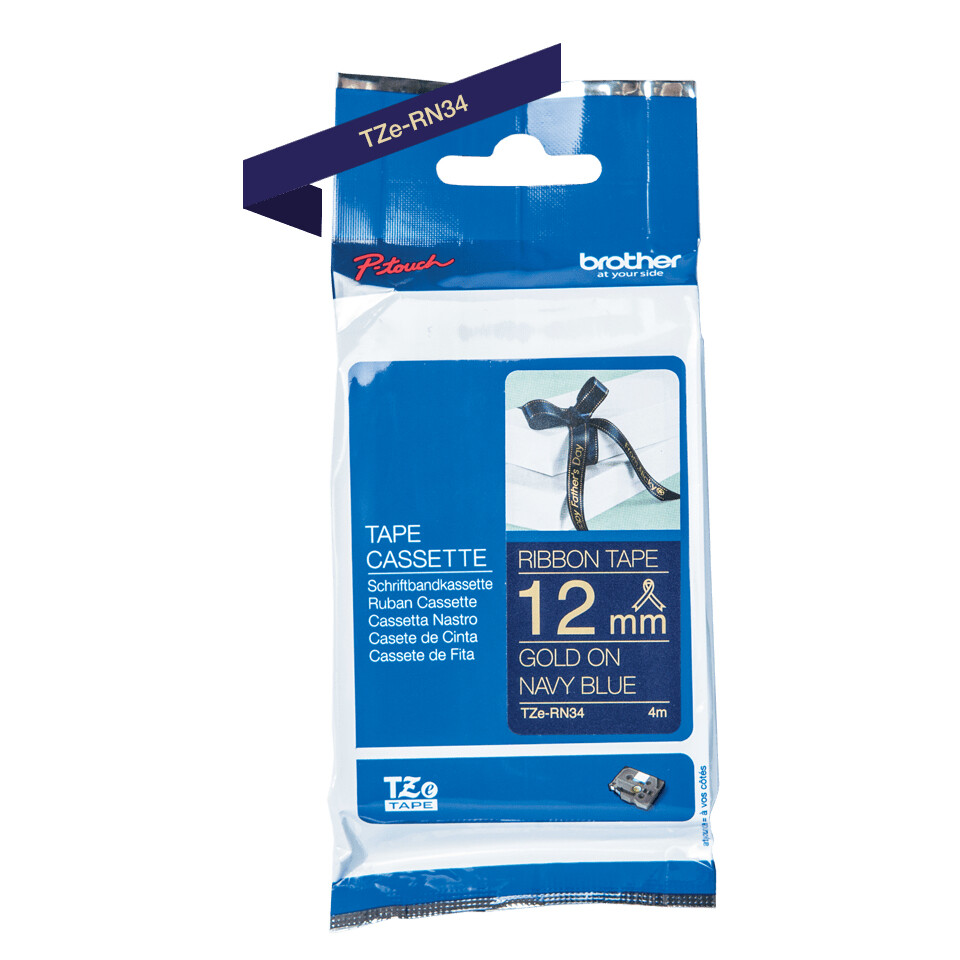 Brother TZE-RN34 labelprinter-tape Goud op navyblauw - Afbeelding 2