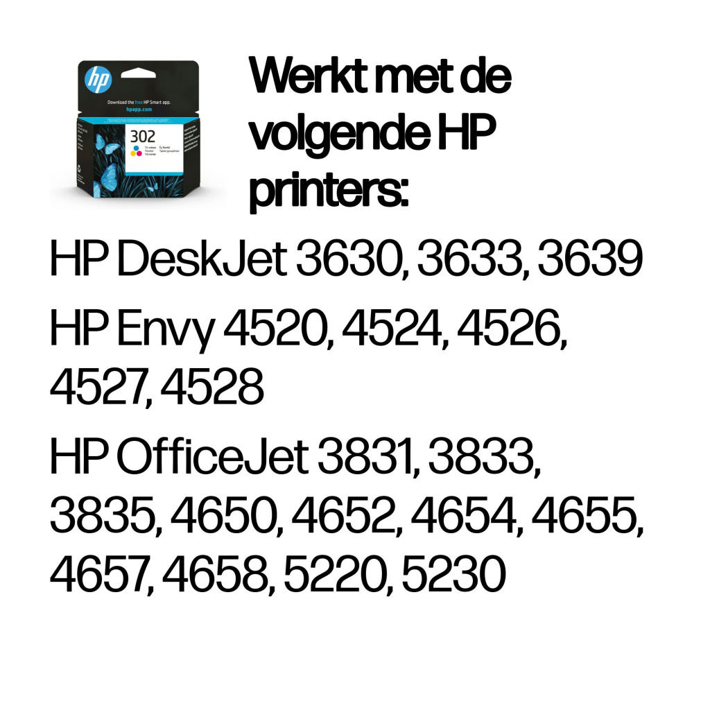 HP 302 originele drie-kleuren inktcartridge - Afbeelding 2