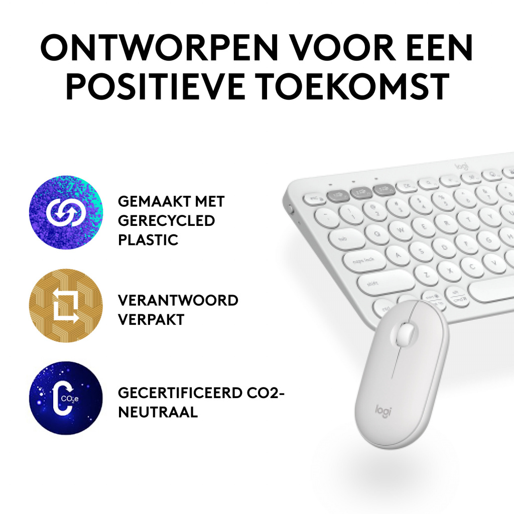 Logitech 920-012240 toetsenbord Inclusief muis Universeel RF-draadloos + Bluetooth QWERTY US International Wit - Afbeelding 11