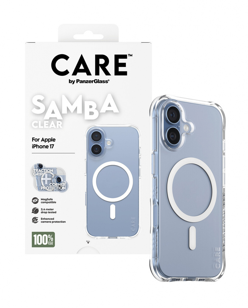 PanzerGlass CARE by ® Fashionable Case Samba Transparent w. White MagSafe iPhone 17 mobiele telefoon behuizingen Hoes Transparan - Afbeelding 5