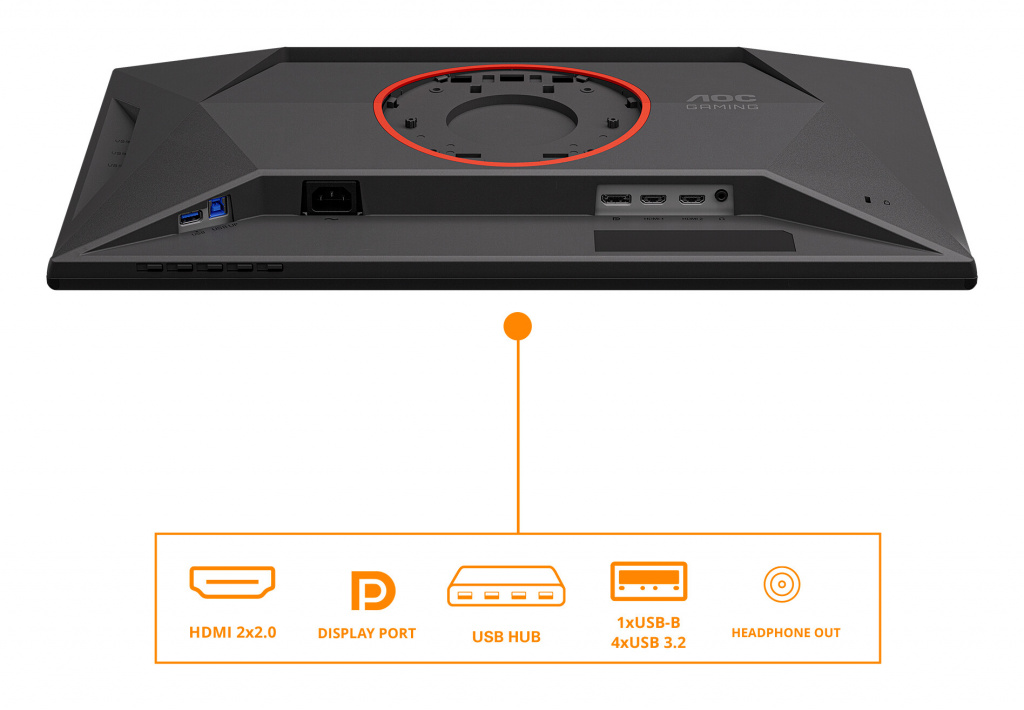 AOC G4 25G4KUR computer monitor 62,2 cm (24.5") 1920 x 1080 Pixels Full HD LED Zwart, Rood - Afbeelding 5