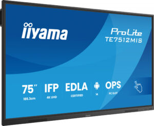 iiyama TE7512MIS-B4AG beeldkrant Interactief flatscreen 190,5 cm (75") LCD Wifi 400 cd/m² 4K Ultra HD Zwart Touchscreen Type pro