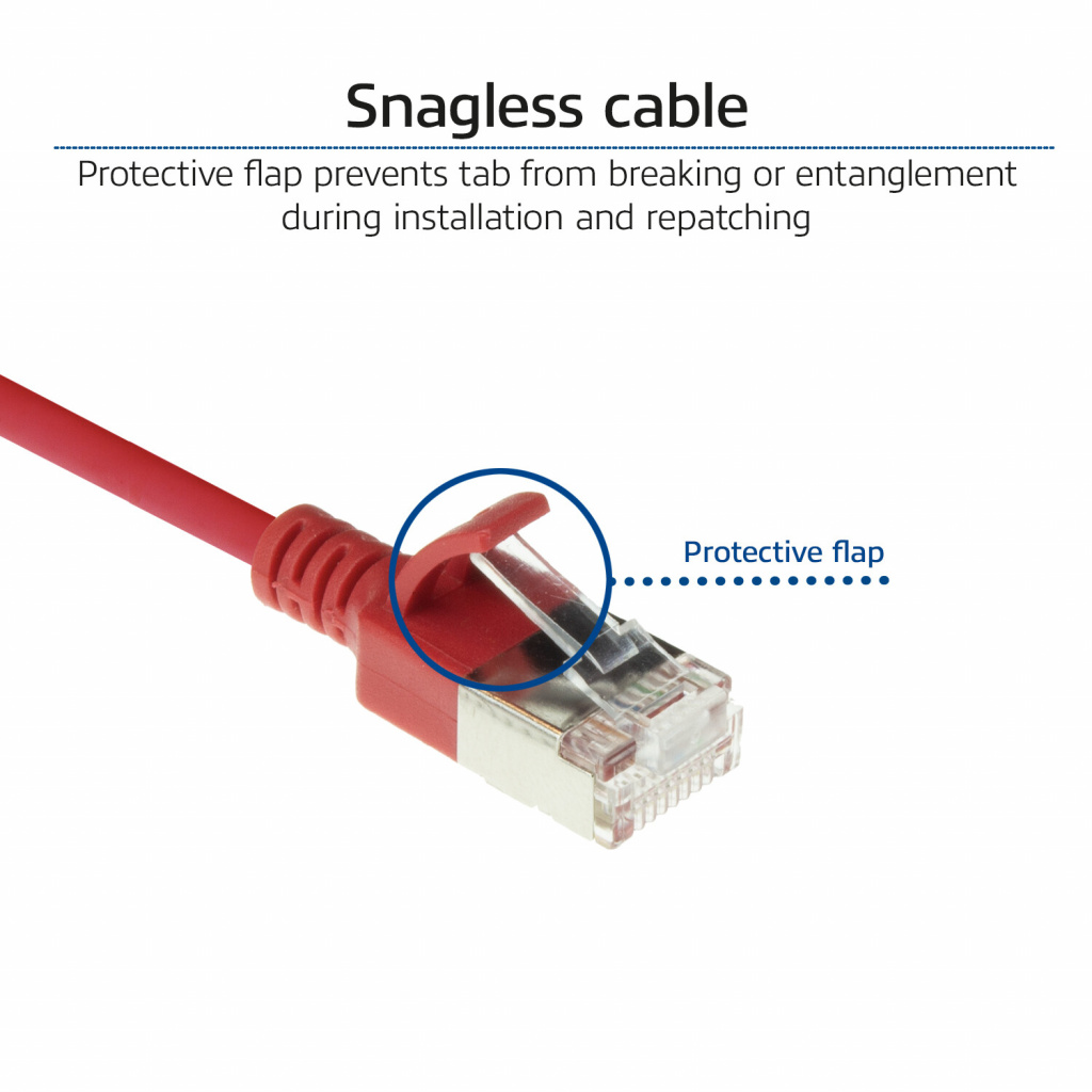 ACT Rode 1 meter LSZH U/FTP CAT6A datacenter slimline patchkabel snagless met RJ45 connectoren - Afbeelding 5