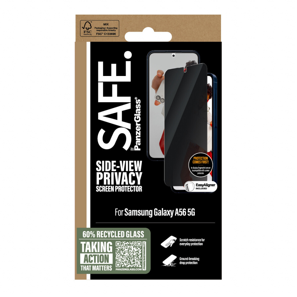 PanzerGlass SAFE. by ® 2-Way Privacy Screen Protector Samsung Galaxy A56 5G | Ultra-Wide Fit w. EasyAligner Doorzichtige schermb - Afbeelding 3