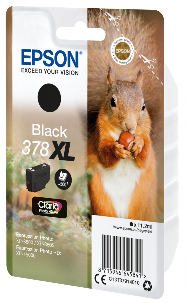 Epson Squirrel Singlepack Black 378XL Claria Photo HD Ink - Afbeelding 2