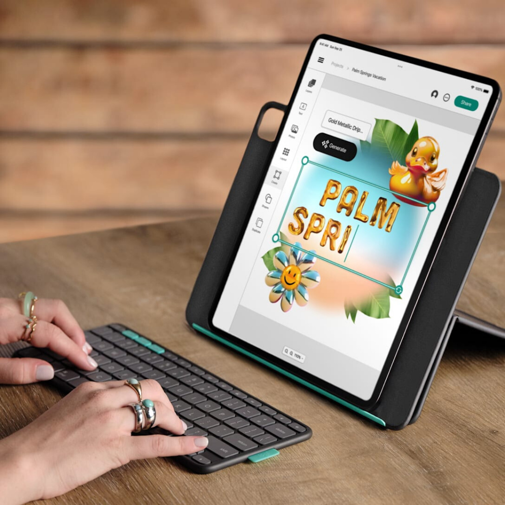Logitech Flip Folio QWERTZ Zwitsers Bluetooth Grafiet - Afbeelding 2