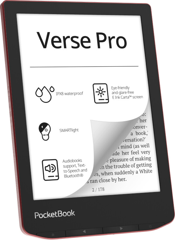 PocketBook Verse Pro e-book reader Touchscreen 16 GB Wifi Zwart, Rood - Afbeelding 3