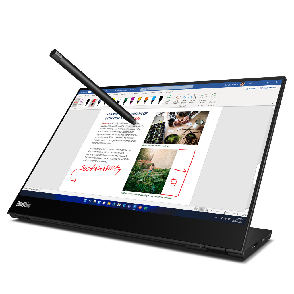 Lenovo ThinkVision M14t Gen 2 computer monitor 35,6 cm (14") 2240 x 1400 Pixels 2.2K LED Touchscreen Zwart - Afbeelding 15