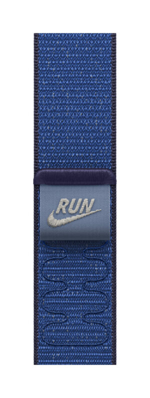 Apple Nike Sport Loop Band Blauw Nylon, Gerecycled polyester, Spandex