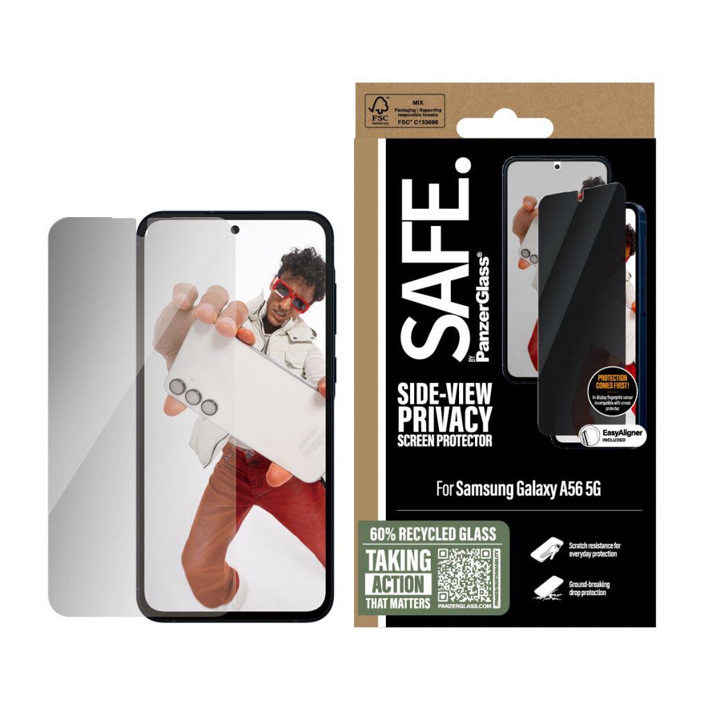 PanzerGlass SAFE. by ® 2-Way Privacy Screen Protector Samsung Galaxy A56 5G | Ultra-Wide Fit w. EasyAligner Doorzichtige schermb - Afbeelding 2