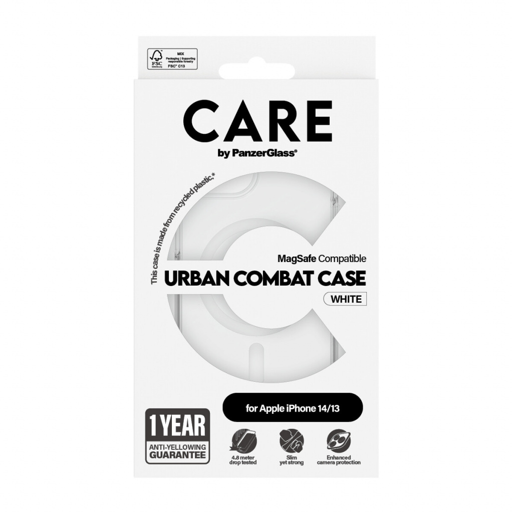 PanzerGlass CARE™ by ® Urban Combat Case Transparent w. White MagSafe iPhone 14 | 13 mobiele telefoon behuizingen Hoes Transpara - Afbeelding 3