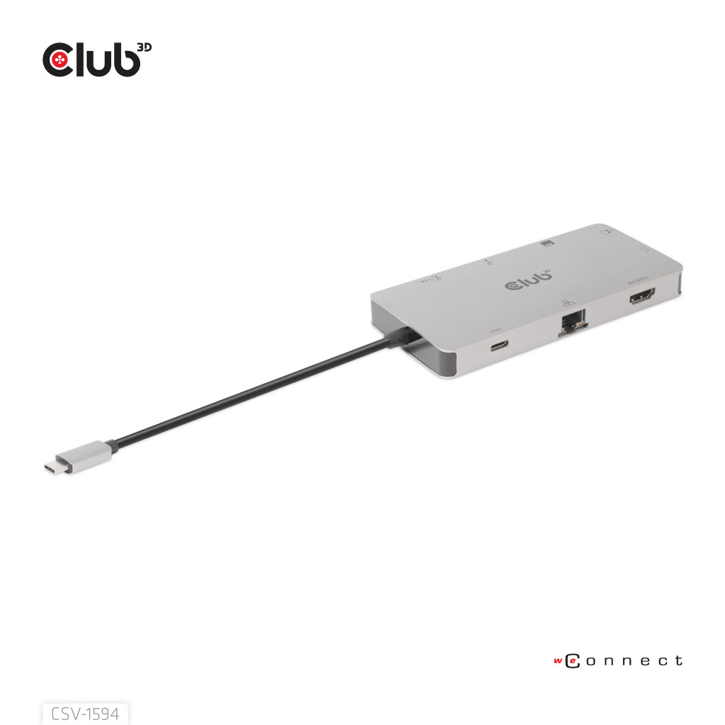 CLUB3D Type-C 9-in-1 hub with HDMI, VGA, 2x USB Gen1 Type-A,RJ45,SD/Micro SD card slots and USB Type-C oplaad mogelijkheid tot m - Afbeelding 6