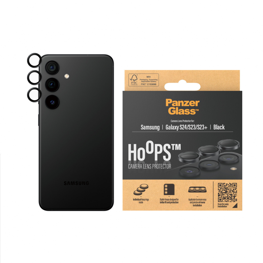 PanzerGlass ® Hoops® Camera Lens Protector Black Samsung Galaxy S24 | S23 | S23+ Doorzichtige schermbeschermer 1 stuk - Afbeelding 2