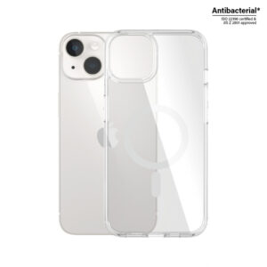 PanzerGlass ® HardCase Transparent w. White MagSafe iPhone 14 | 13 mobiele telefoon behuizingen Hoes Transparant