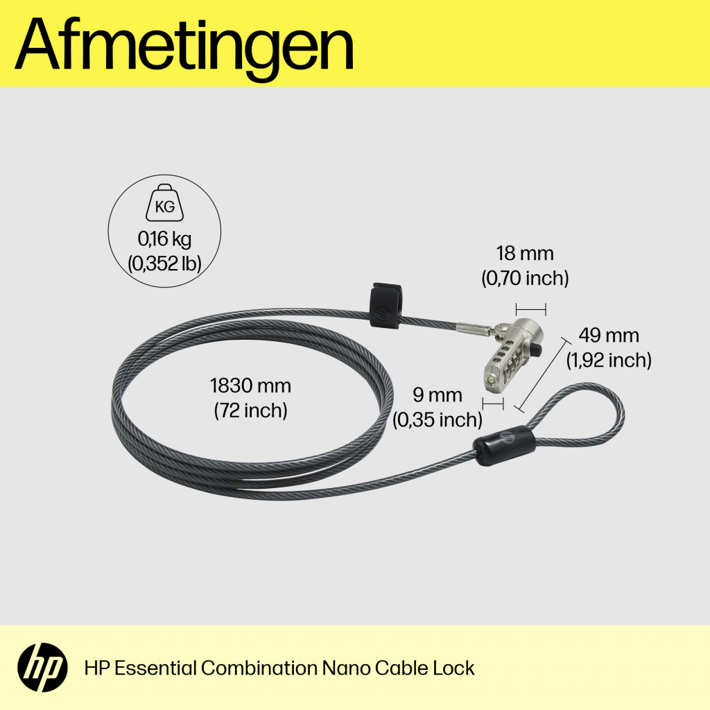 HP Essential nano-combinatiekabelslot - Afbeelding 6