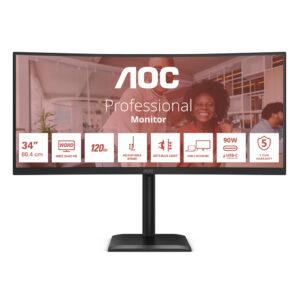 AOC E4 CU34E4CV computer monitor 86,4 cm (34") 3440 x 1440 Pixels UltraWide Quad HD LCD Zwart