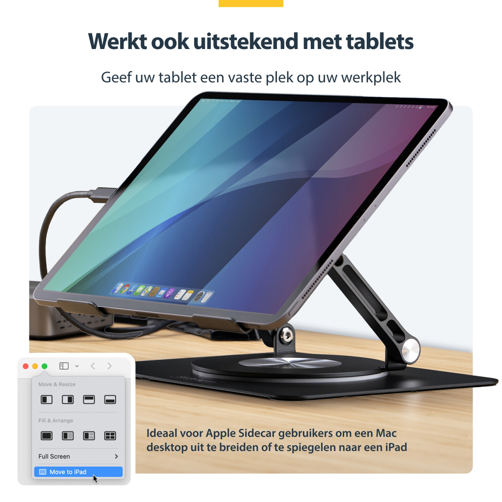 StarTech.com Draaibare Laptopstandaard, 360 Roterende Laptophouder voor Computer, Verhoogd plateau met Verstelbare Kanteling, Ma - Afbeelding 13