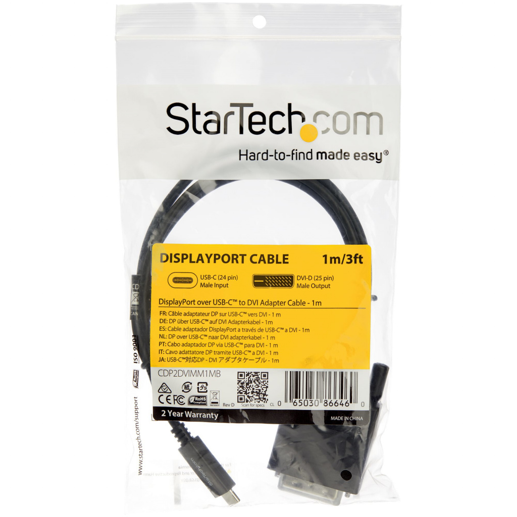 StarTech.com 1 m USB-C naar DVI kabel - 1920x1200 - zwart - Afbeelding 2