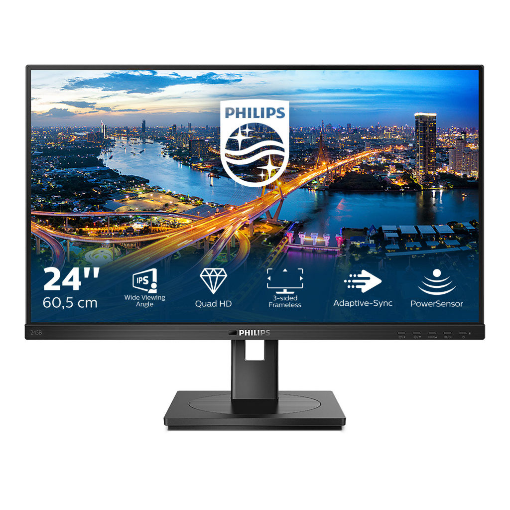 Philips B Line 245B1/00 computer monitor 60,5 cm (23.8") 2560 x 1440 Pixels Quad HD LED Zwart