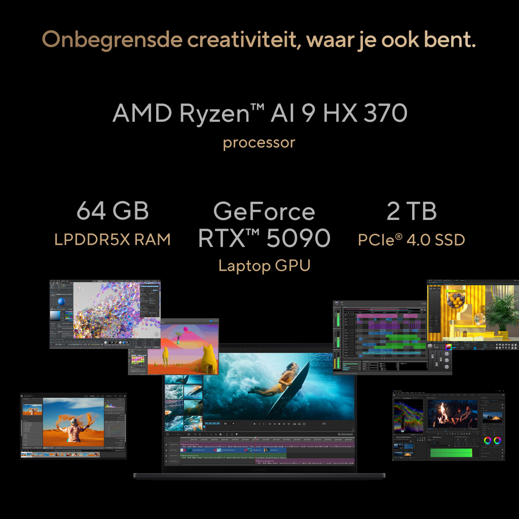 ASUS ProArt P16 H7606WX-SE002X Copilot+ PC AMD Ryzen AI 9 HX 370 Laptop 40,6 cm (16") Touchscreen WQUXGA 64 GB LPDDR5x-SDRAM 4 T - Afbeelding 21