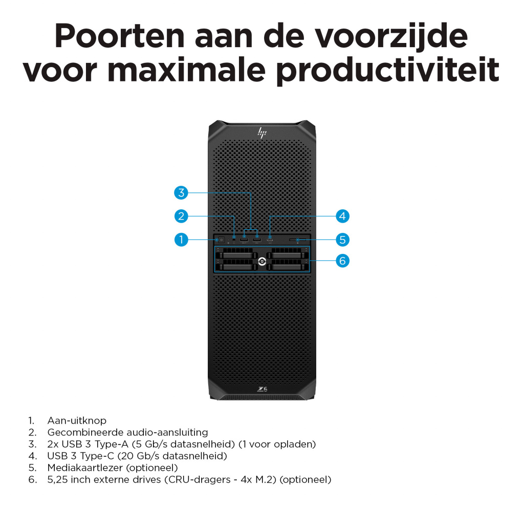 HP Z6 G5 A AMD Ryzen Threadripper PRO 7975WX 64 GB DDR5-SDRAM 2 TB SSD Windows 11 Pro Tower Workstation AI Workstation Zwart - Afbeelding 8