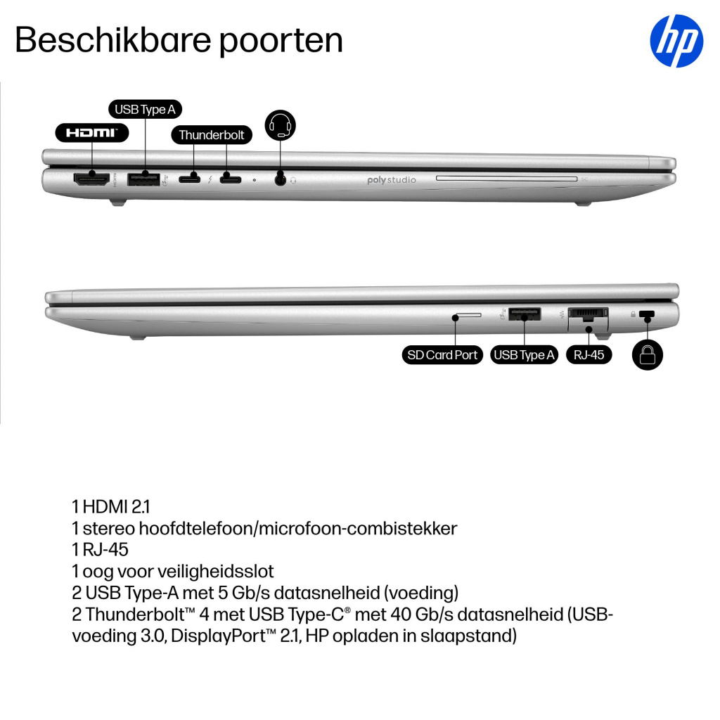 HP EliteBook 8 G1i AI Wolf Pro Security Edition Intel Core Ultra 7 255H Laptop 40,6 cm (16") WUXGA 24 GB DDR5-SDRAM 512 GB SSD W - Afbeelding 15