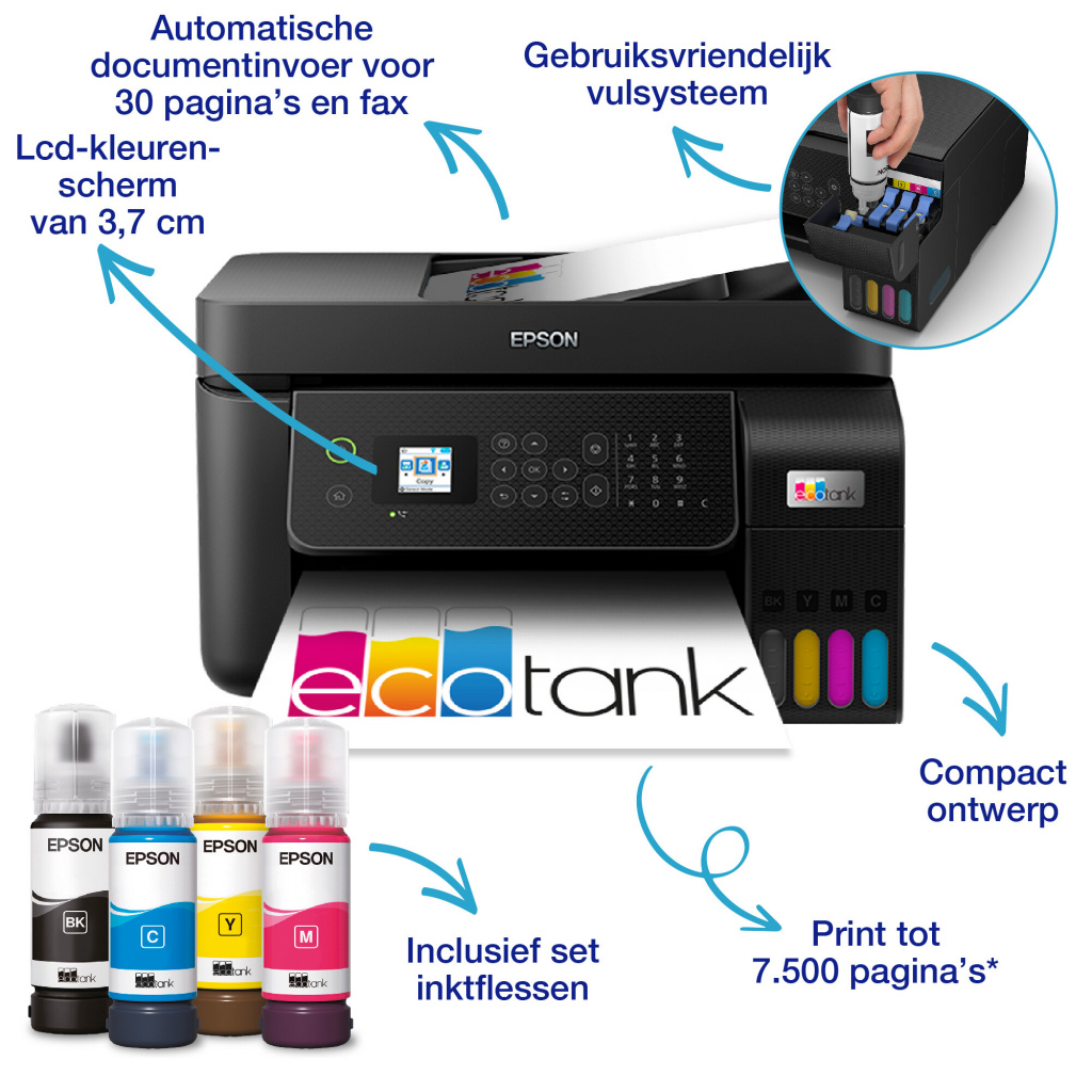 Epson EcoTank ET-4800 A4 multifunctionele Wi-Fi-printer met inkttank, inclusief tot 3 jaar inkt - Afbeelding 14