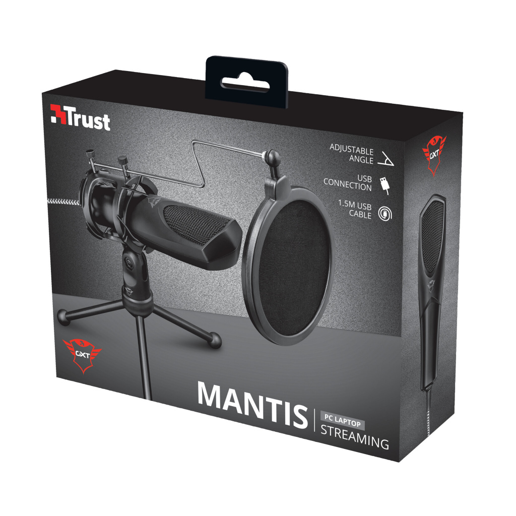 Trust GXT 232 Mantis Streaming Microfoon - USB microfoon – Inclusief popfilter – Tripod standaard – Zwart - Afbeelding 5