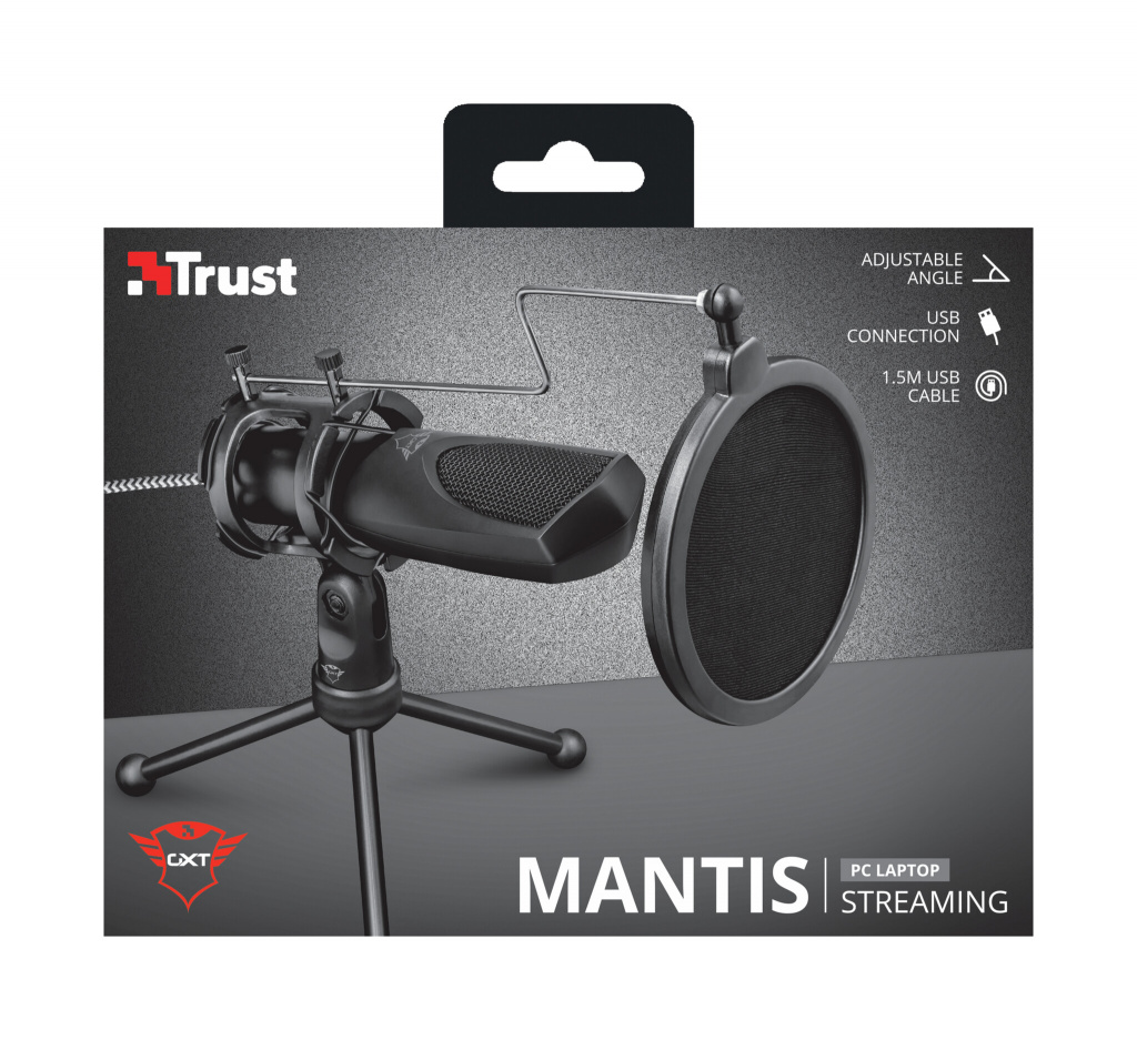 Trust GXT 232 Mantis Streaming Microfoon - USB microfoon – Inclusief popfilter – Tripod standaard – Zwart - Afbeelding 4