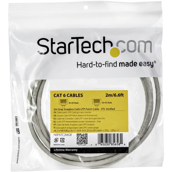 StarTech.com Cat6 patchkabel met snagless RJ45 connectors 2 m, grijs - Afbeelding 4