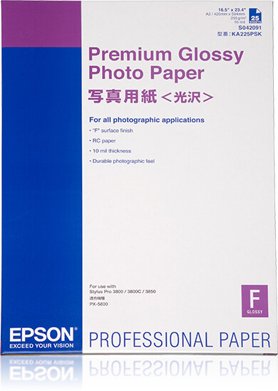 Epson Premium Glossy Photo Paper, DIN A2, 255g/m², 25 Vel