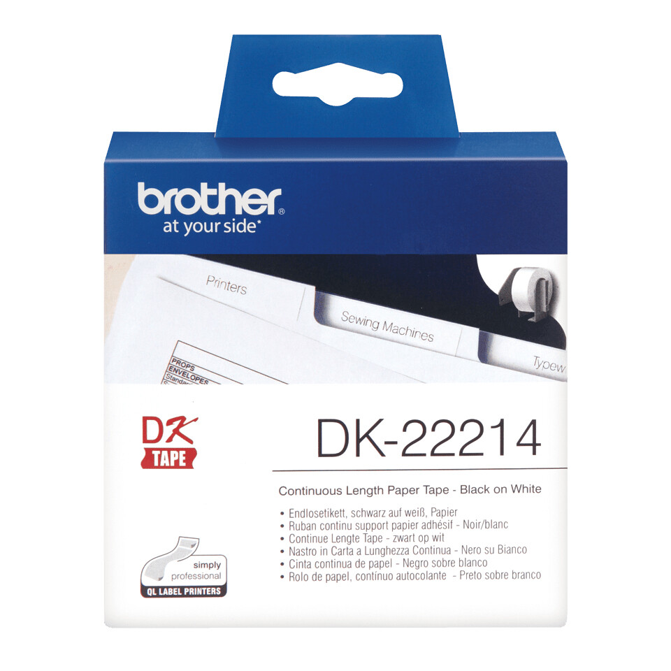 Brother DK-22214 labelprinter-tape Zwart op wit - Afbeelding 2