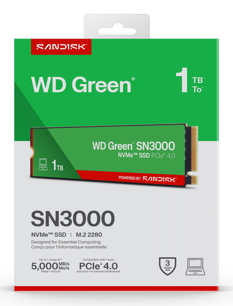 SanDisk Green WD SN3000 NVMe 1 TB M.2 PCI Express 4.0 QLC 3D NAND - Afbeelding 4