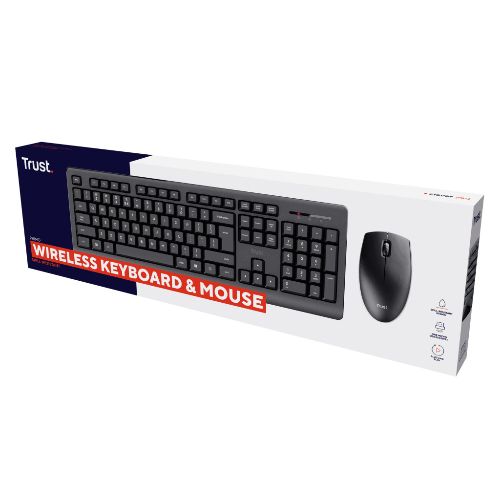 Trust Primo Draadloos toetsenbord+muis set – RF draadloze verbinding – QWERTY – Zwart - Afbeelding 5