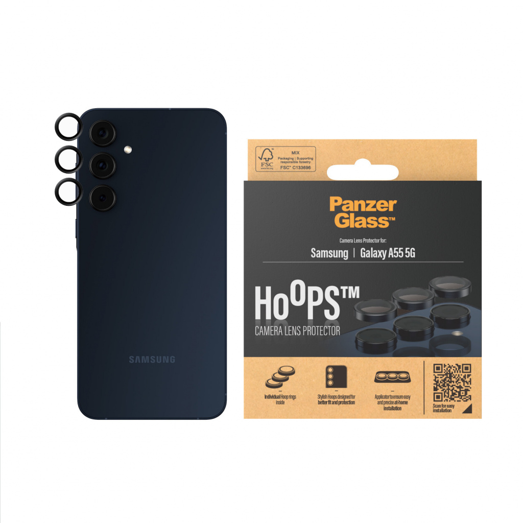 PanzerGlass ® Hoops® Camera Lens Protector Black Samsung Galaxy A55 5G Doorzichtige schermbeschermer 1 stuk(s) - Afbeelding 2