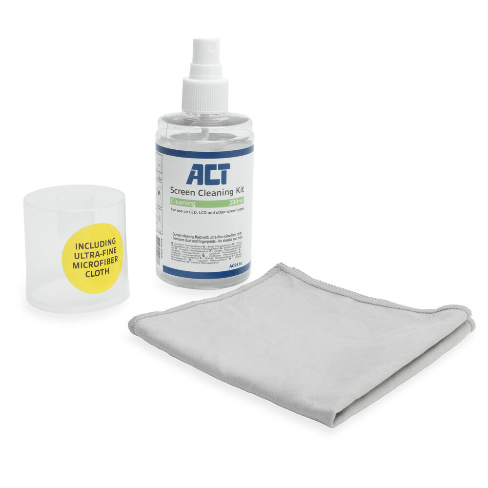ACT Schermreinigingsspray 200ml met zachte microvezeldoek - Afbeelding 2