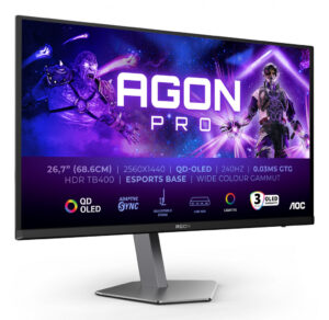 AOC AGON PRO AG276QZD2 computer monitor 67,3 cm (26.5") 2560 x 1440 Pixels Quad HD QD-OLED Zwart, Grijs