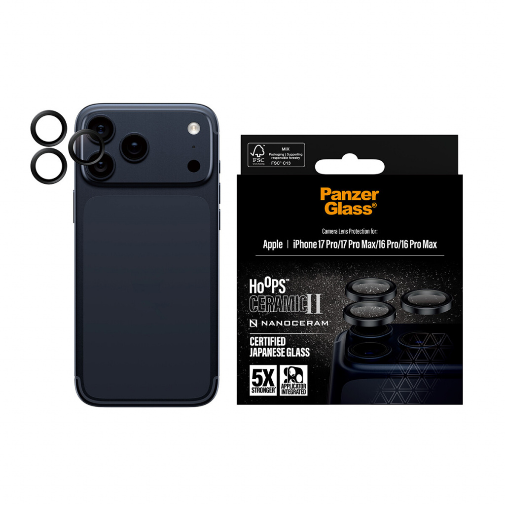 PanzerGlass ® Hoops® Ceramic II Camera Lens Protector iPhone 17 Pro | iPhone 17 Pro Max | iPhone 16 Pro | 16 Pro Max Doorzichtig - Afbeelding 2