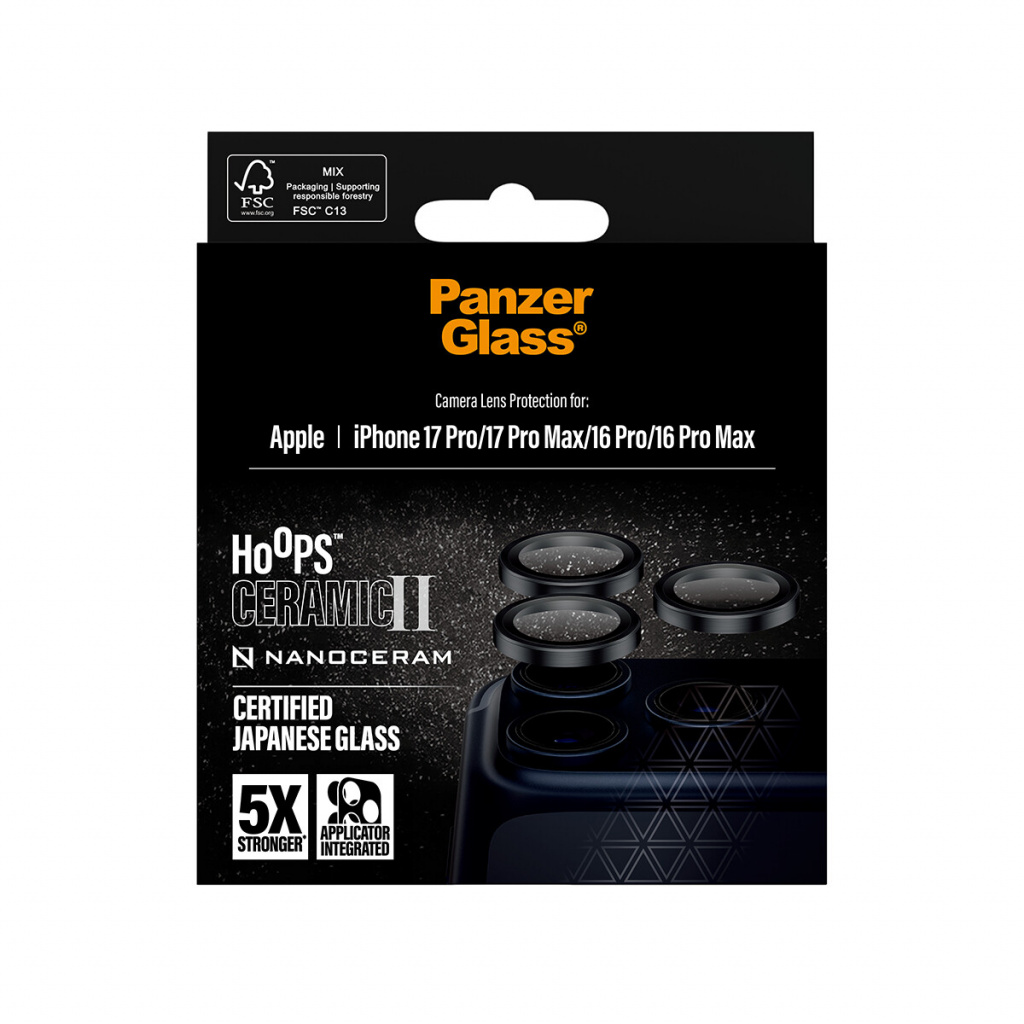 PanzerGlass ® Hoops® Ceramic II Camera Lens Protector iPhone 17 Pro | iPhone 17 Pro Max | iPhone 16 Pro | 16 Pro Max Doorzichtig - Afbeelding 3