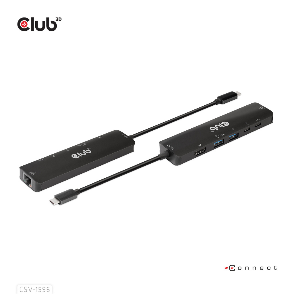 CLUB3D USB Gen1 Type-C, 6-in-1 Hub with HDMI 8K30Hz, 2xUSB Type-A, RJ45 and 2xUSB Type-C, Data and PD charging 100 watt - Afbeelding 3