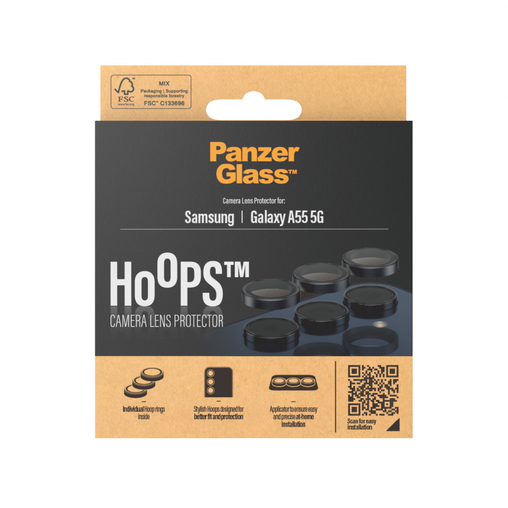 PanzerGlass ® Hoops® Camera Lens Protector Black Samsung Galaxy A55 5G Doorzichtige schermbeschermer 1 stuk(s) - Afbeelding 3