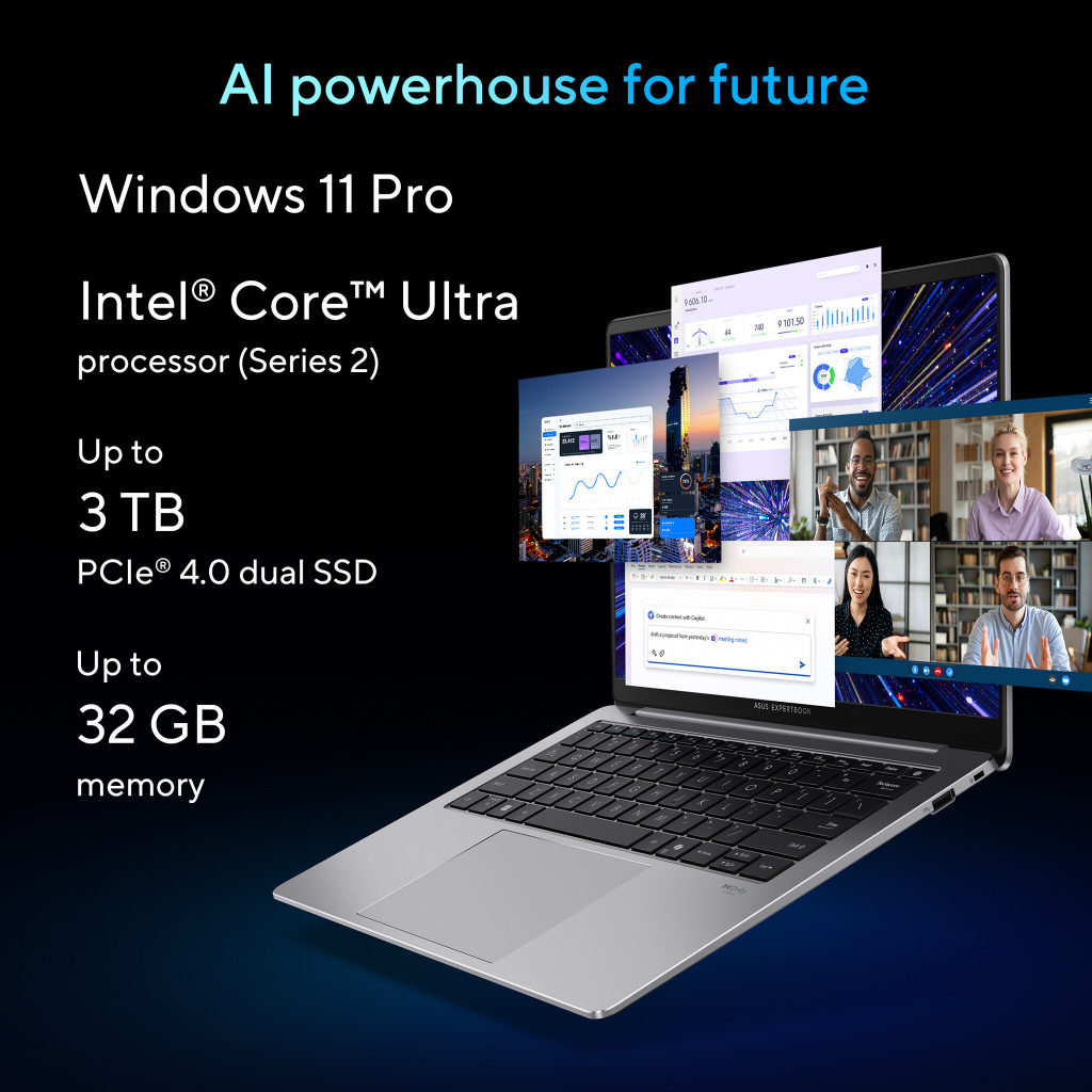 ASUS ExpertBook P5 P5405CSA-NZ0195X Intel Core Ultra 7 258V Laptop 35,6 cm (14") WQXGA 32 GB LPDDR5x-SDRAM 1 TB SSD Wi-Fi 6E (80 - Afbeelding 16