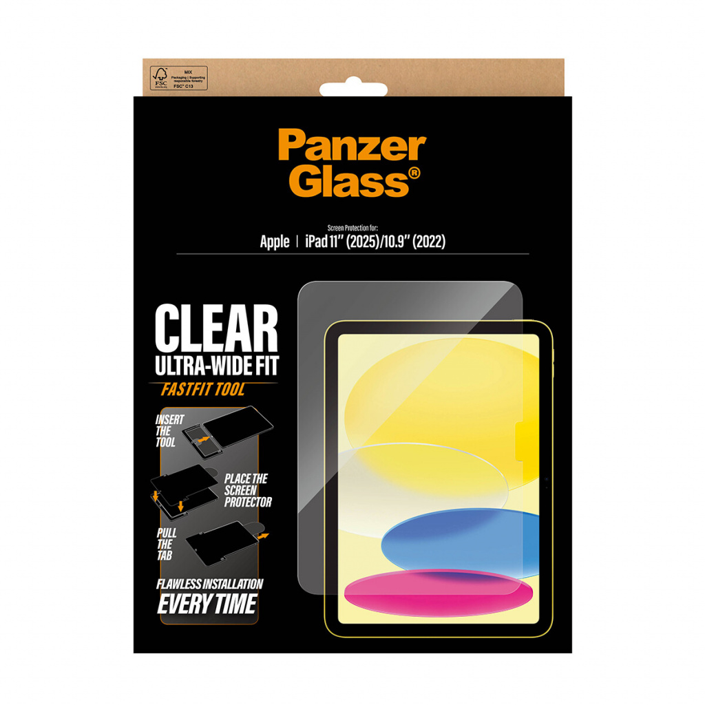 PanzerGlass ® Screen Protector iPad 11" (2025) | 10.9" (2022) | Ultra-Wide Fit w. Fastfit tool Doorzichtige schermbeschermer App - Afbeelding 3