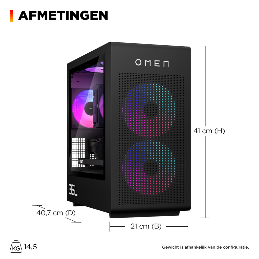 HP OMEN 35L Gaming DT GT16-1271nd PC NL AMD Ryzen™ 7 9800X3D 32 GB DDR5-SDRAM 2 TB SSD NVIDIA GeForce RTX 5070 Windows 11 Home T - Afbeelding 3