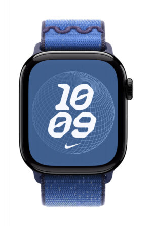 Apple Nike Sport Loop Band Blauw Nylon, Gerecycled polyester, Spandex