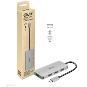 CLUB3D 4-Port USB-A Hub for USB-C – 10Gbps Fast Transfer
