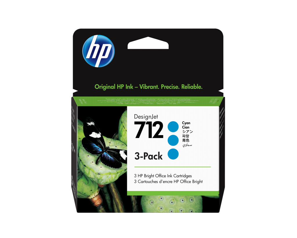 HP 712 29 ml inktcartridge voor DesignJet, cyaan, 3-pack