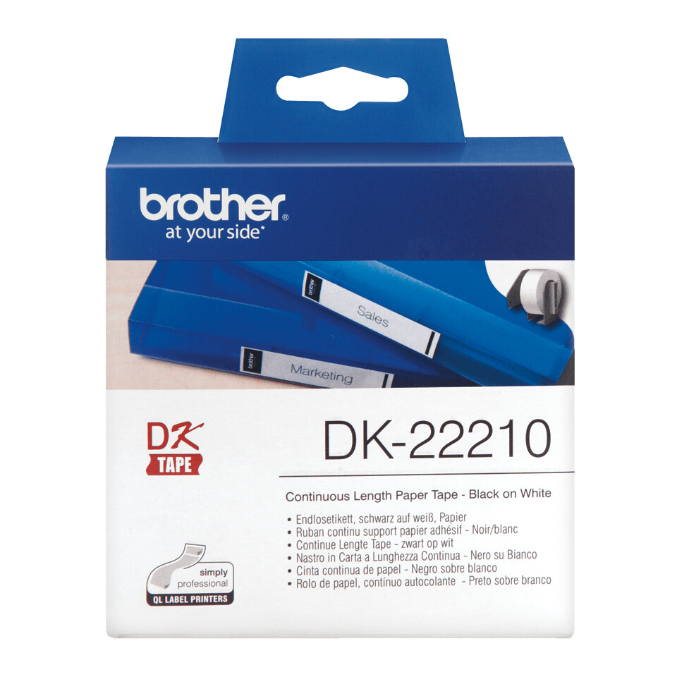 Brother DK-22210 labelprinter-tape Zwart op wit - Afbeelding 2