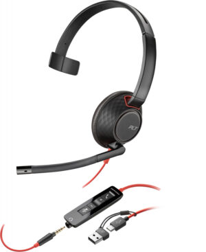 POLY Blackwire 5210 mono USB-C-headset + 3,5 mm stekker + USB-C/A-adapter